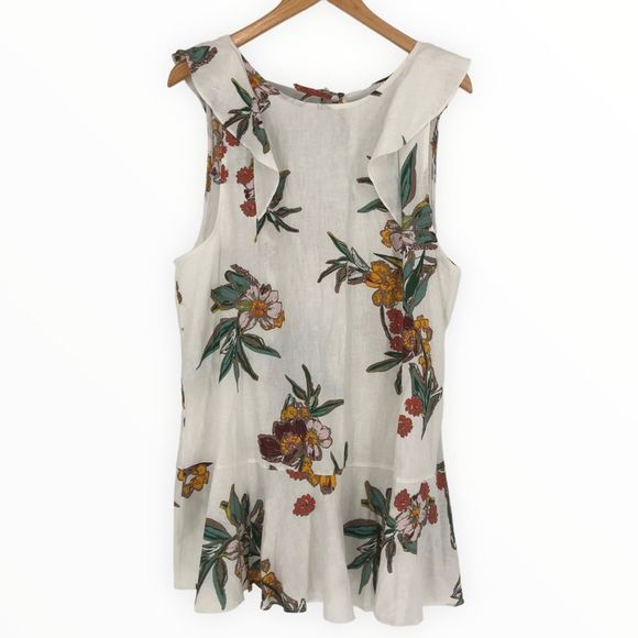 Free People Summer in Tulum Cream Floral Bow Tie Back Printed Top size Medium - Picture 3 of 14